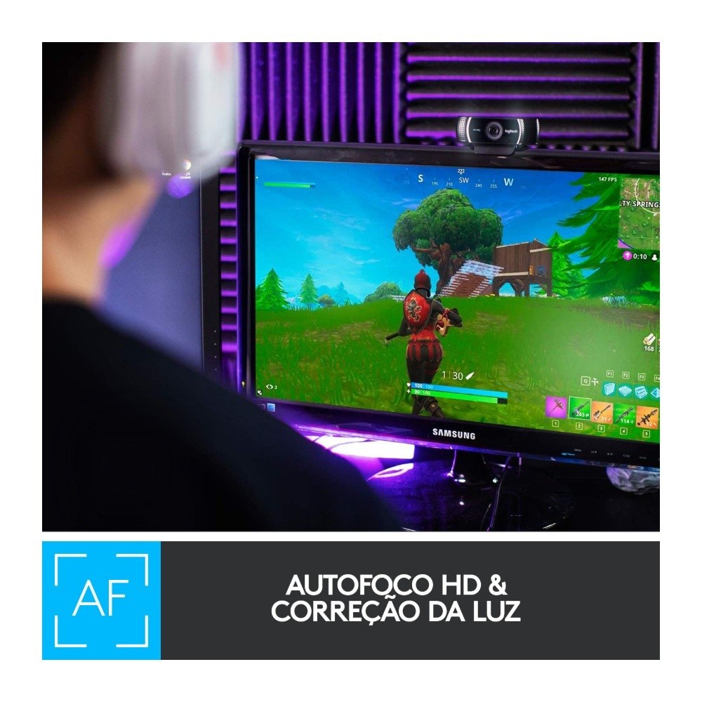 Webcam Full HD Logitech C922 Pro Stream com Microfone Embutido, 1080p e Tripé Incluso, Compatível Logitech Capture - 960-001087 Webcam Full HD Logitech C922 Pro Stream com Microfone Embutido, 1080p e Tripé Incluso, Compatível Logitech Capture - 960-001087