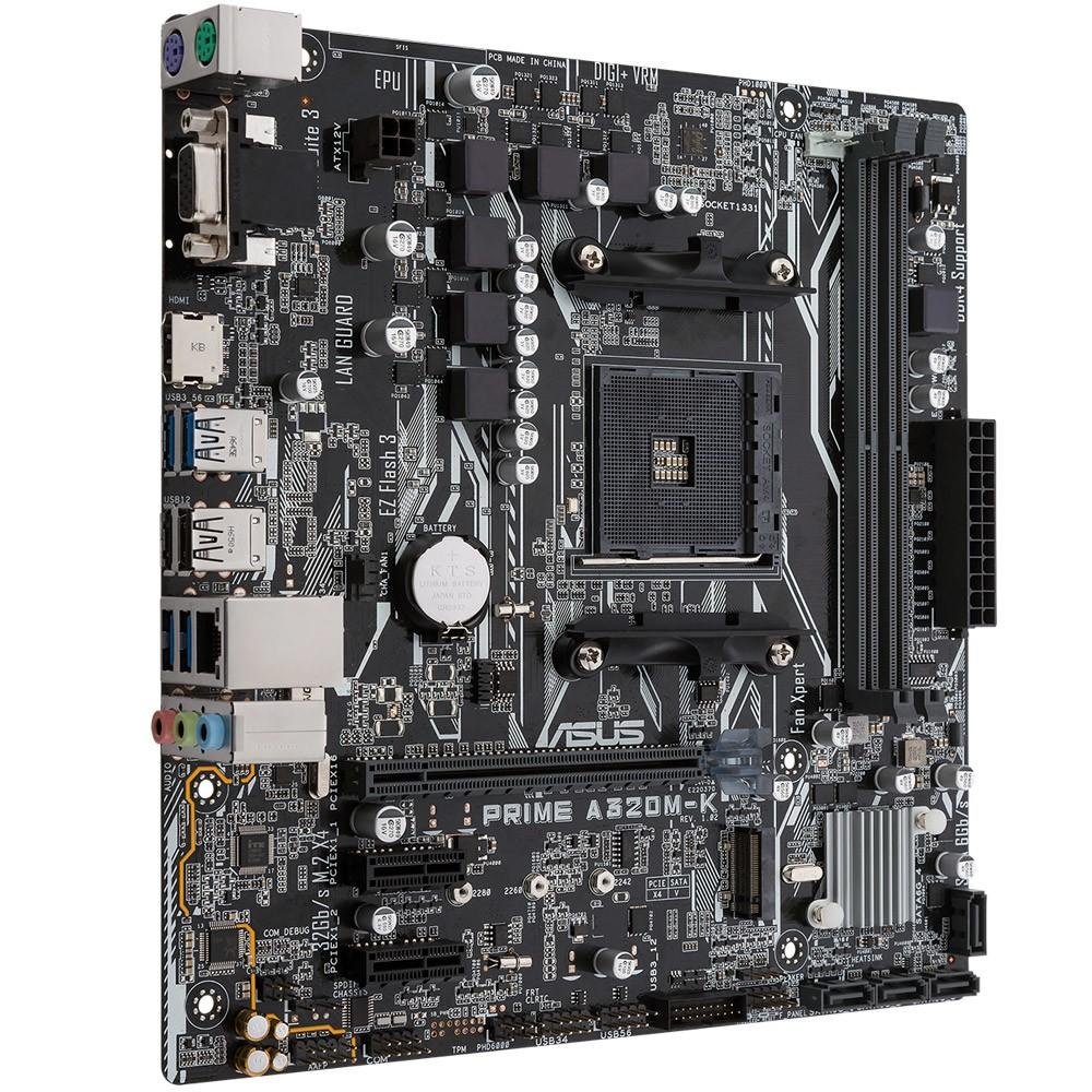 Placa-Mãe ASUS Prime A320M-K/BR, AMD AM4, mATX, DDR4, Preto - PRIME A320M-K/BR
