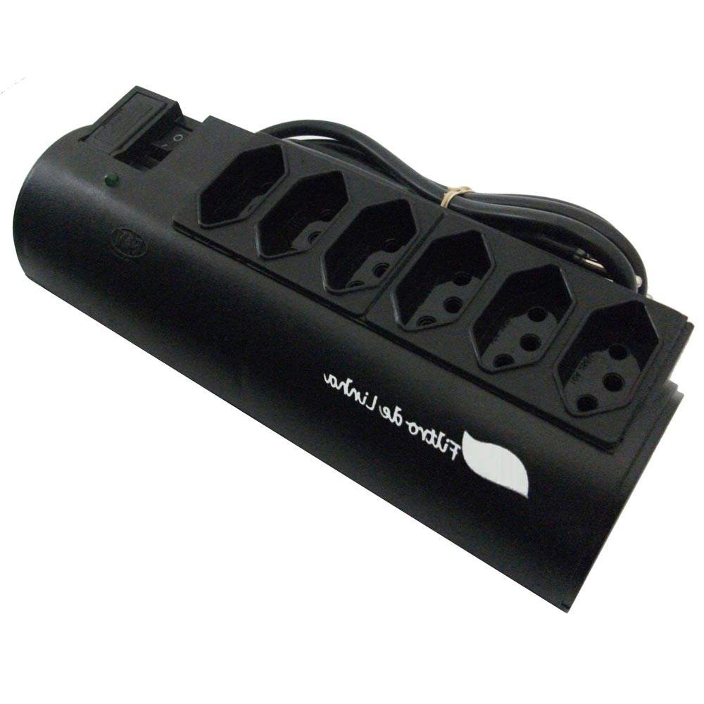 Imagem 2 de 4 do produto Filtro de Linha PW com Proteção Contra Surtos, Bivolt, 6 Tomadas, Preto - 254