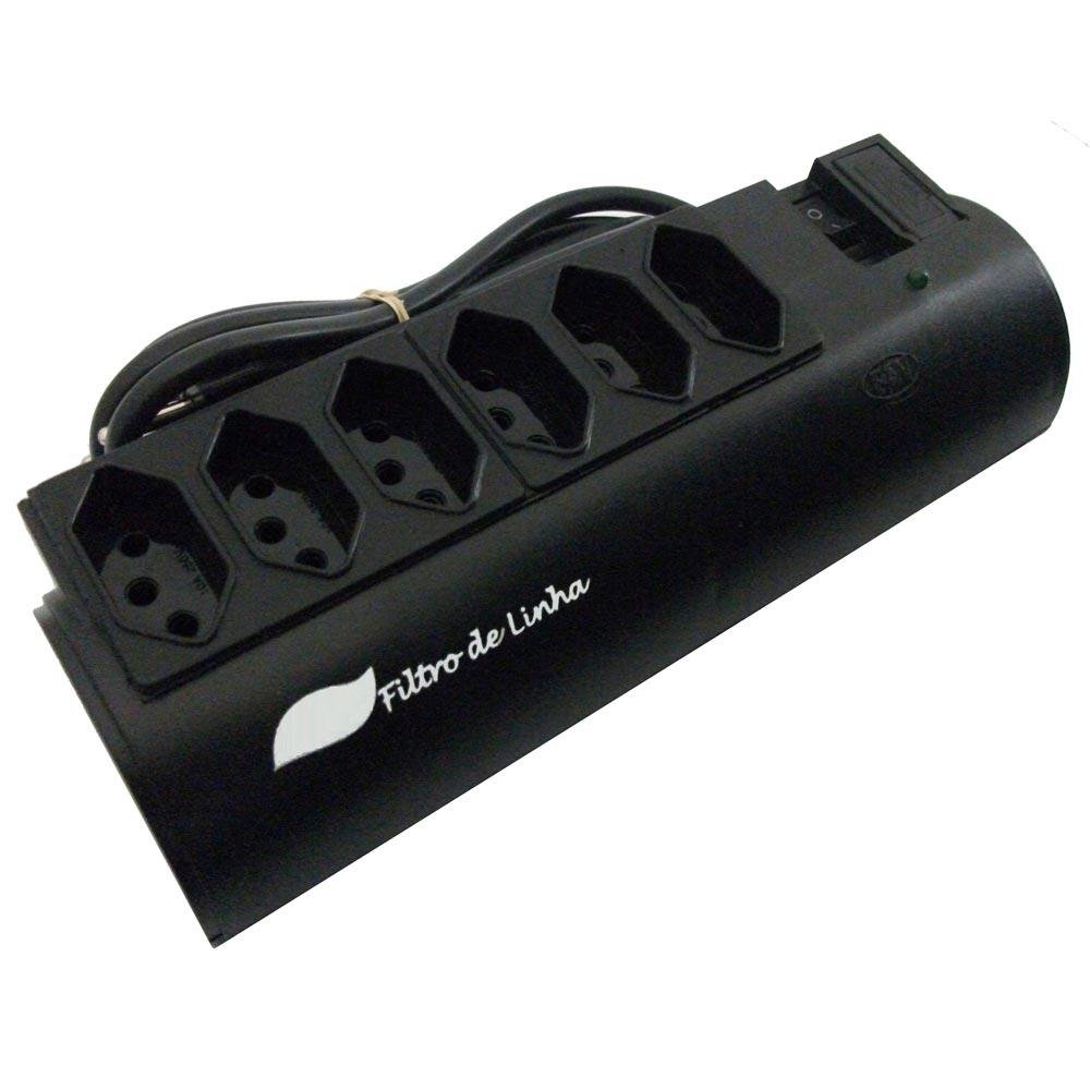 Imagem 3 de 4 do produto Filtro de Linha PW com Proteção Contra Surtos, Bivolt, 6 Tomadas, Preto - 254