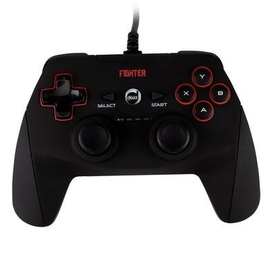 Controle Dazz Dualshock Fighter PC/PS3 Preto São 13 botões de ação para você destruir nos jogos, botões R2 e L2 customizados para prevenir que seus