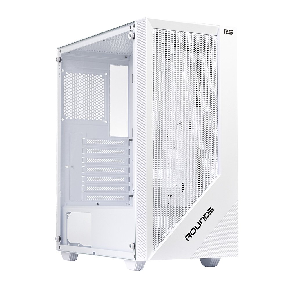 Imagem 2 de 10 do produto Gabinete Gamer Round5 Syndra, Mid Tower, ATX, Lateral em Vidro, Frente Mesh, Branco - R5-SYNDRA-W-2184