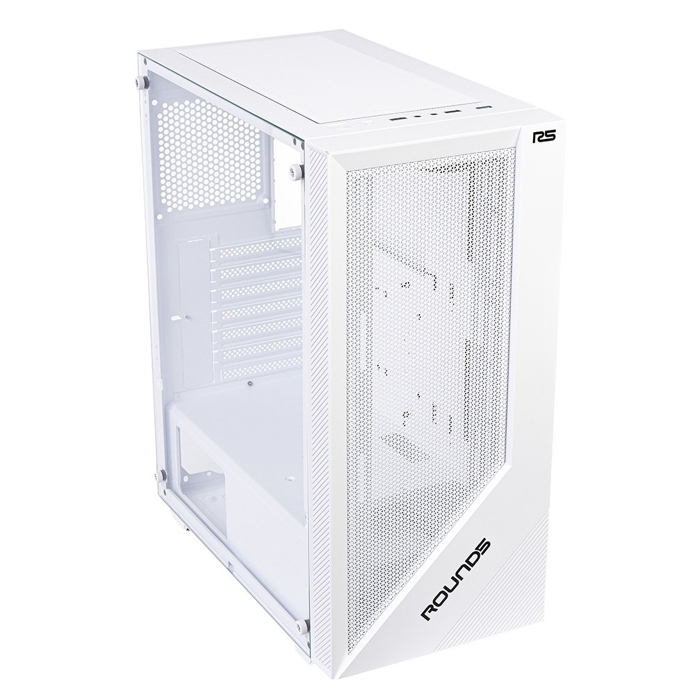 Imagem 3 de 10 do produto Gabinete Gamer Round5 Syndra, Mid Tower, ATX, Lateral em Vidro, Frente Mesh, Branco - R5-SYNDRA-W-2184