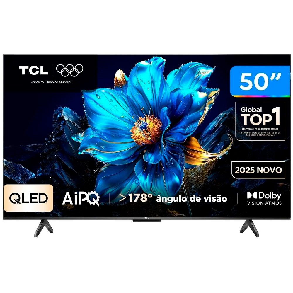 Smart TV 50"" TCL 4K UHD QLED 50P7K Google TV AiPQ Google Assistente 3 HDMI