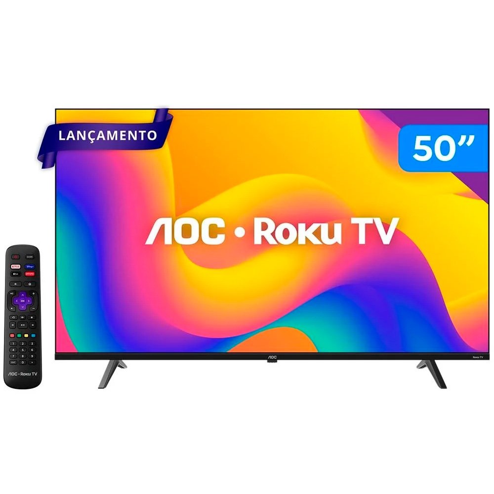 Smart TV 50"" AOC 4K DLED 50U7045/78G Roku TV Quad Core 3 HDMI