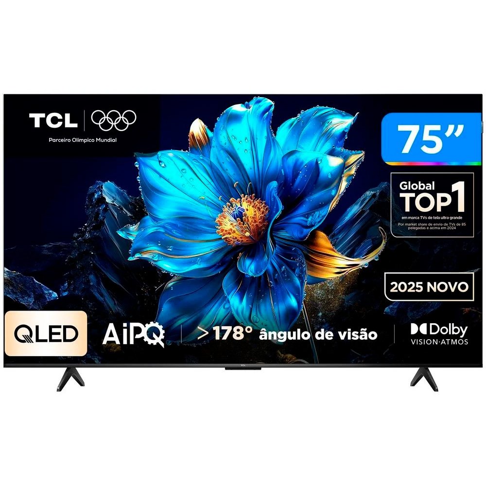 Smart TV 75 TCL 4K UHD QLED 75P7K Google TV AiPQ Google Assistente 3 HDMI 1 USB