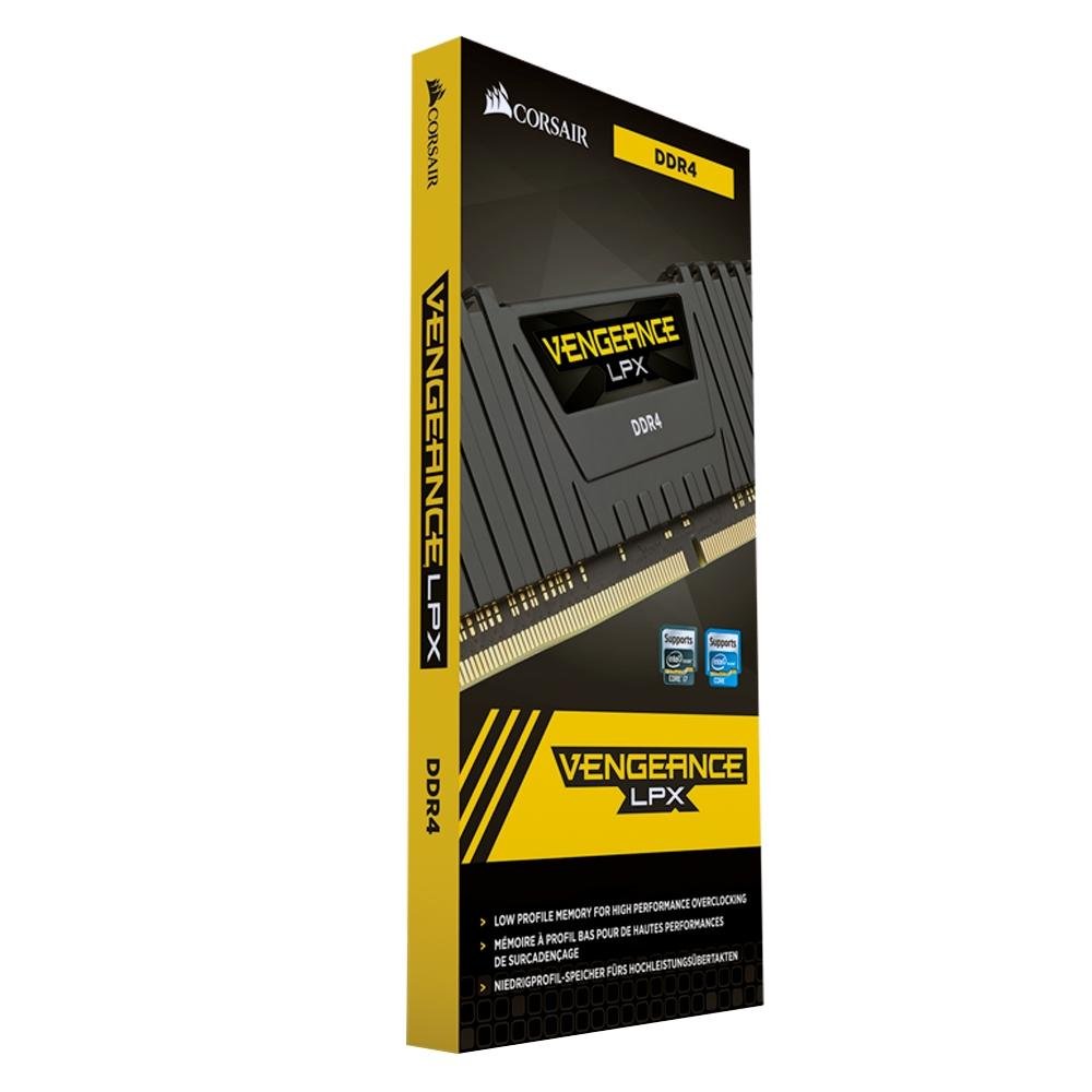 Memória Corsair Vengeance LPX, 4GB, 2400MHz, DDR4, CL14, Preto - CMK4GX4M1D2400C14