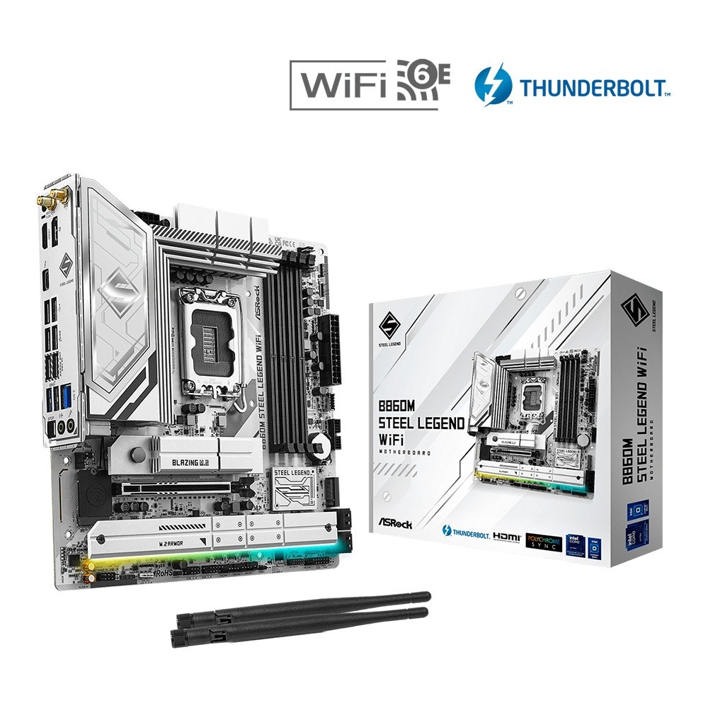 Placa-Mãe ASRock B860M Steel Legend WiFi, Intel LGA1851 B860, Micro ATX, DDR5 - 90-MXBQF 10
