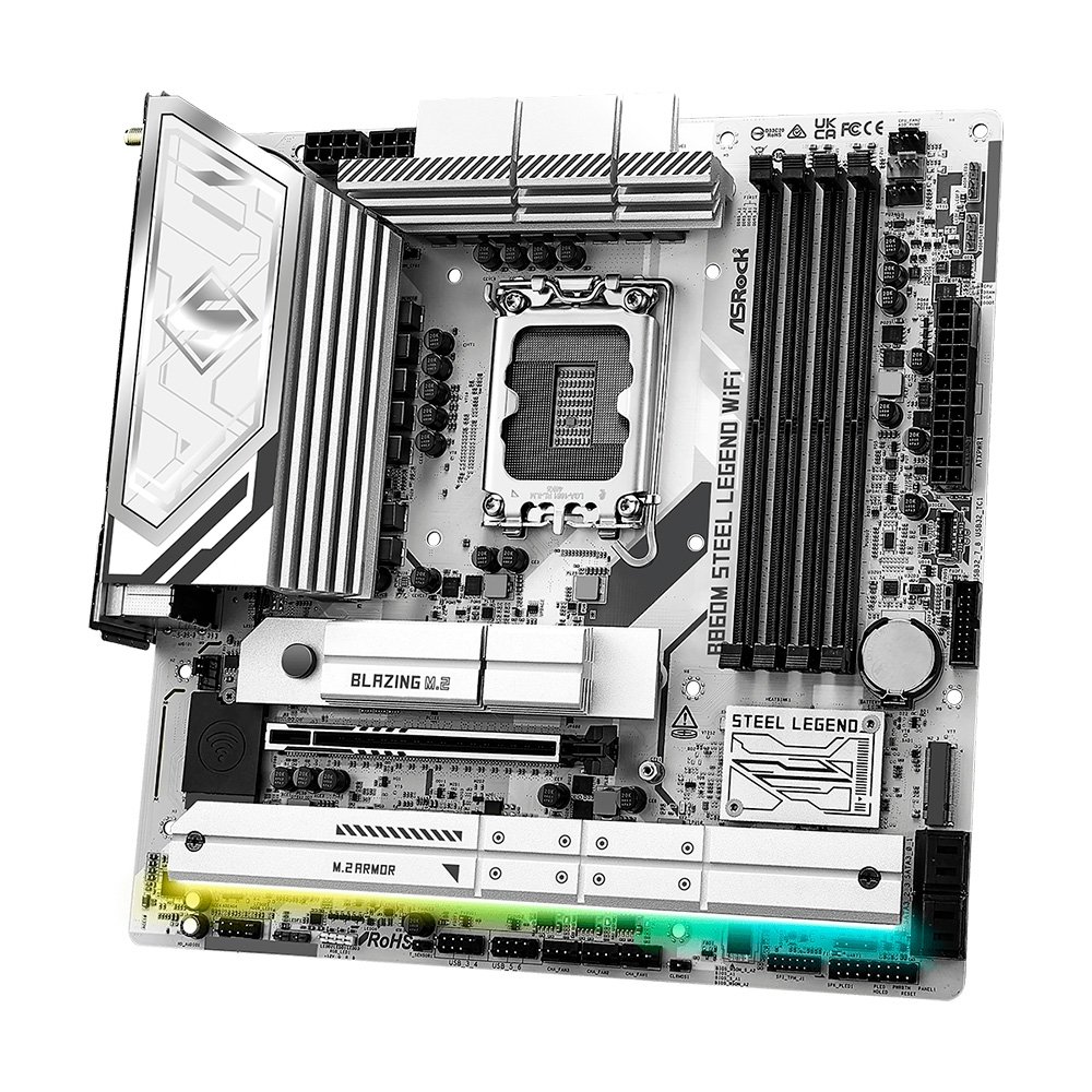 Placa-Mãe ASRock B860M Steel Legend WiFi, Intel LGA1851 B860, Micro ATX, DDR5 - 90-MXBQF 8
