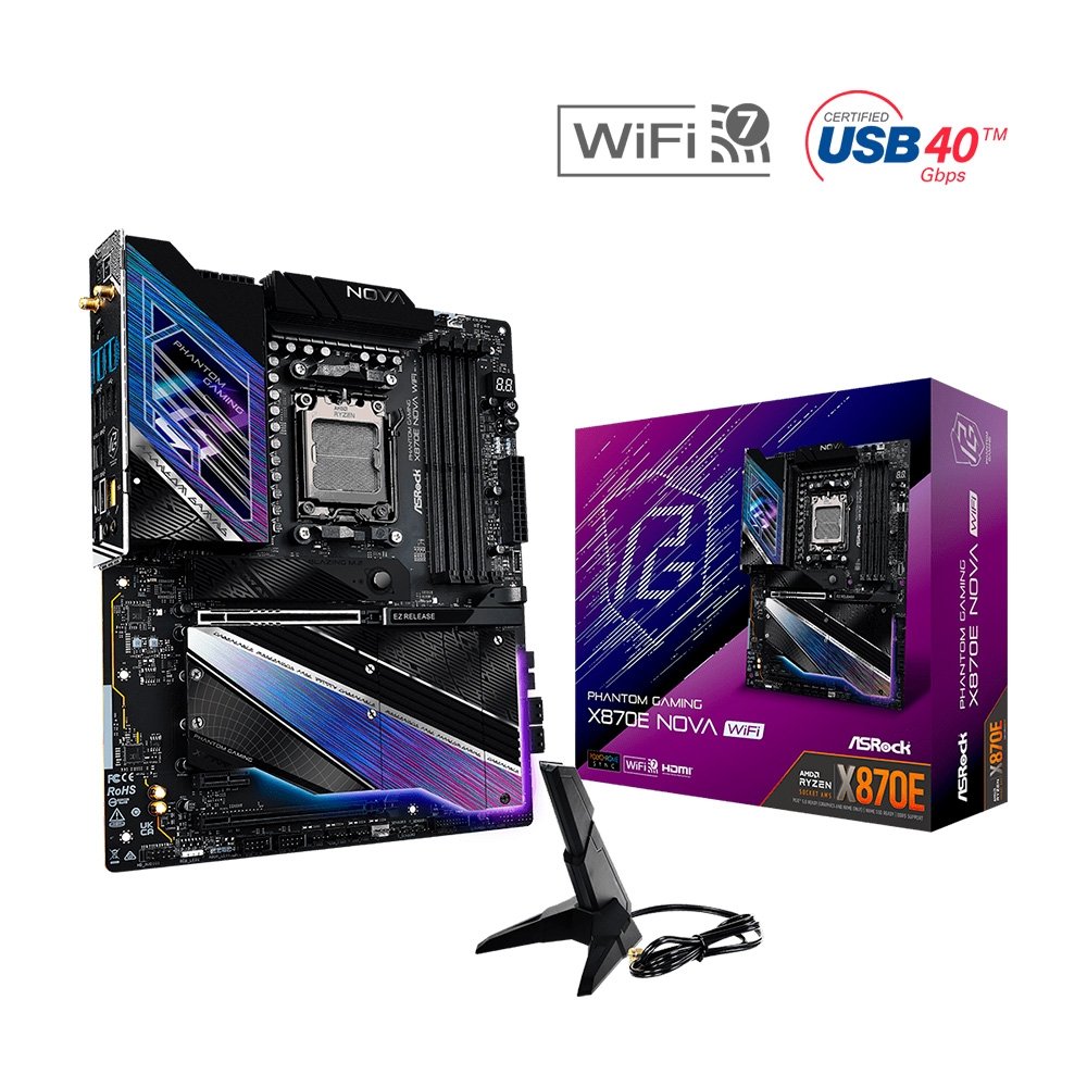 Placa-Mãe ASRock X870E Nova WiFi, Ryzen AM5 X870E, ATX, DDR5 - 90-MXBPX0-A0UAYZ - view 6