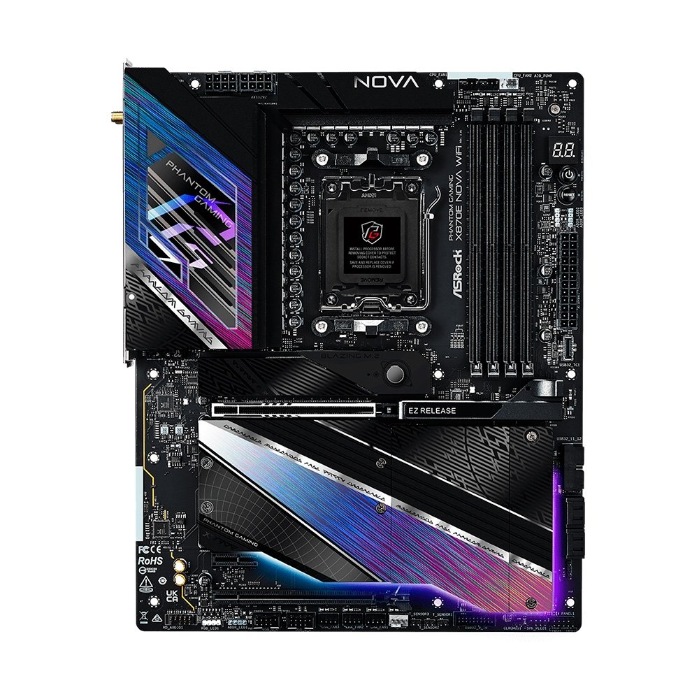Placa-Mãe ASRock X870E Nova WiFi, Ryzen AM5 X870E, ATX, DDR5 - 90-MXBPX0-A0UAYZ - view 2