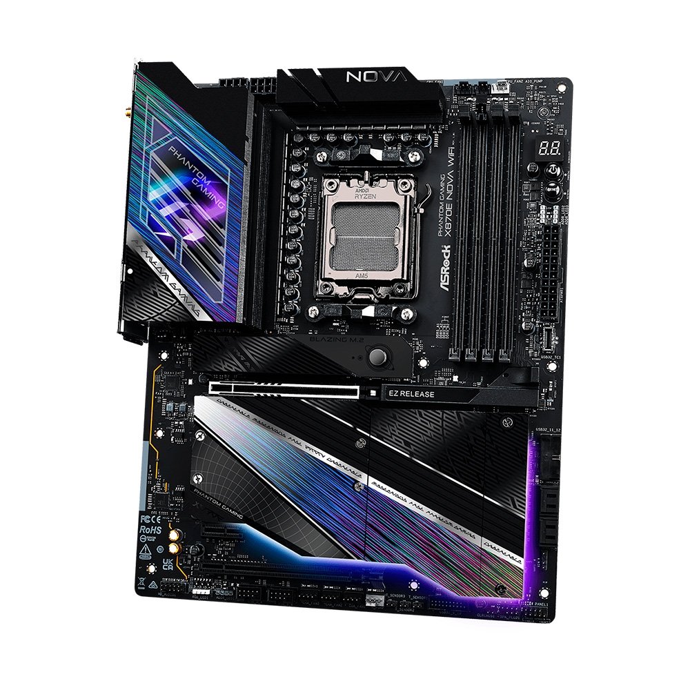 Placa-Mãe ASRock X870E Nova WiFi, Ryzen AM5 X870E, ATX, DDR5 - 90-MXBPX0-A0UAYZ - view 3