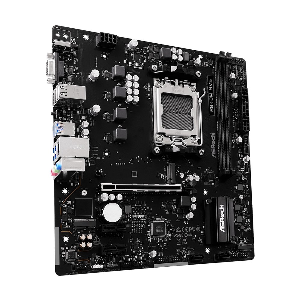 Placa-Mãe ASRock B840M-HVS, Ryzen AM5 B840, Micro ATX, DDR5 - 90-MXBSQ0-A0UAYZ Placa-Mãe ASRock B840M-HVS, Ryzen AM5 B840, Micro ATX, DDR5 - 90-MXBSQ0-A0UAYZ