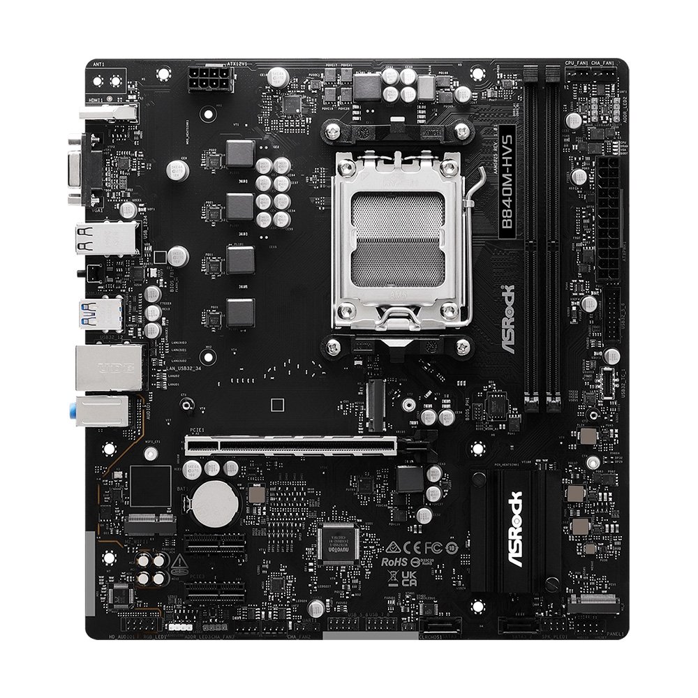 Placa-Mãe ASRock B840M-HVS, Ryzen AM5 B840, Micro ATX, DDR5 - 90-MXBSQ0-A0UAYZ Placa-Mãe ASRock B840M-HVS, Ryzen AM5 B840, Micro ATX, DDR5 - 90-MXBSQ0-A0UAYZ