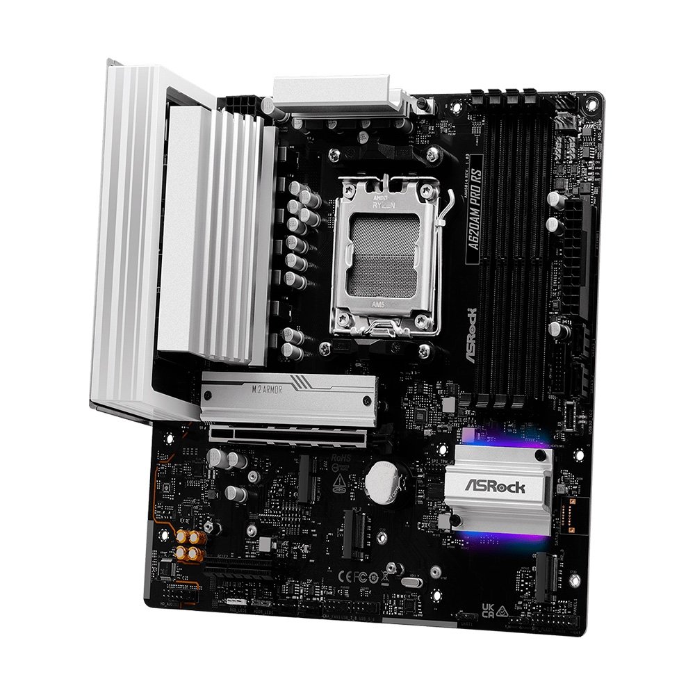 Imagem 4 de 5 do produto Placa-Mãe ASRock A620AM Pro RS, Ryzen AM5 A620A, Micro ATX , DDR5 - 90-MXBSV0-A0UAYZ
