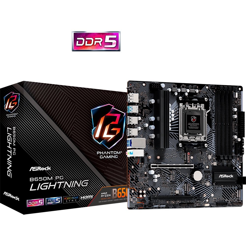 Placa-Mãe ASRock B650M PG Lightning, Ryzen AM5 B650, Micro ATX , DDR5 - 90-MXBMV0-A0UAYZ - view 6