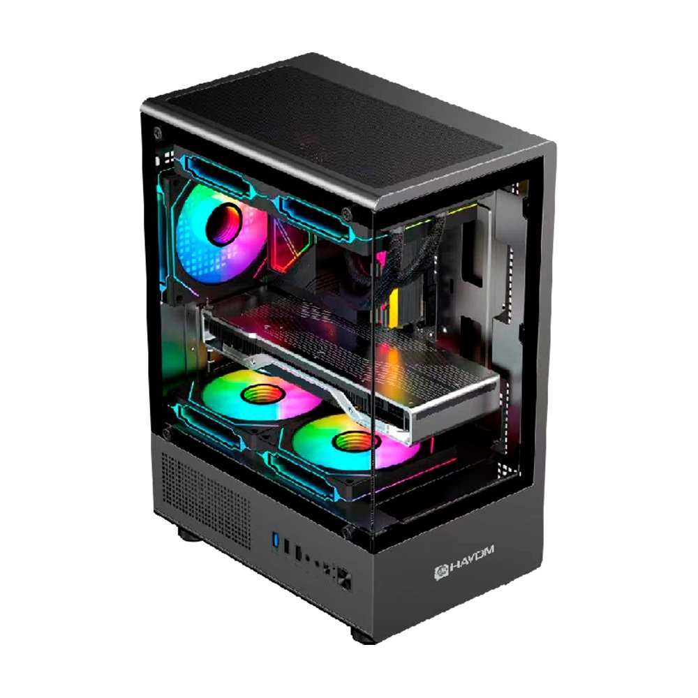 Gabinete Gamer HAYOM GB1789, Mid Tower, Lateral em Vidro, com 3 Fans, Preto - GB.17.10.89