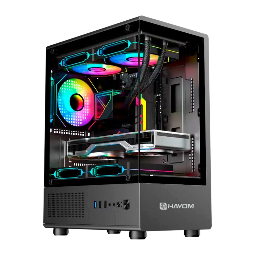 Imagem 2 de 5 do produto Gabinete Gamer HAYOM GB1789, Mid Tower, Lateral em Vidro, com 3 Fans, Preto - GB.17.10.89