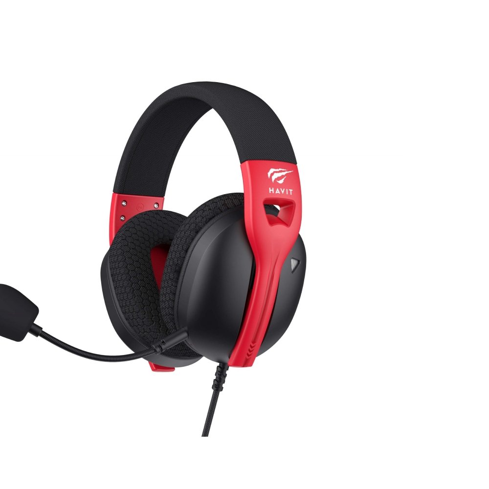 Imagem 2 de 7 do produto Headset Gamer Havit Fuxi H5D RGB, Drivers 50mm, Conexão P3, Multiplataforma, Preto e Vermelho - Fuxi-H5D Black/Red