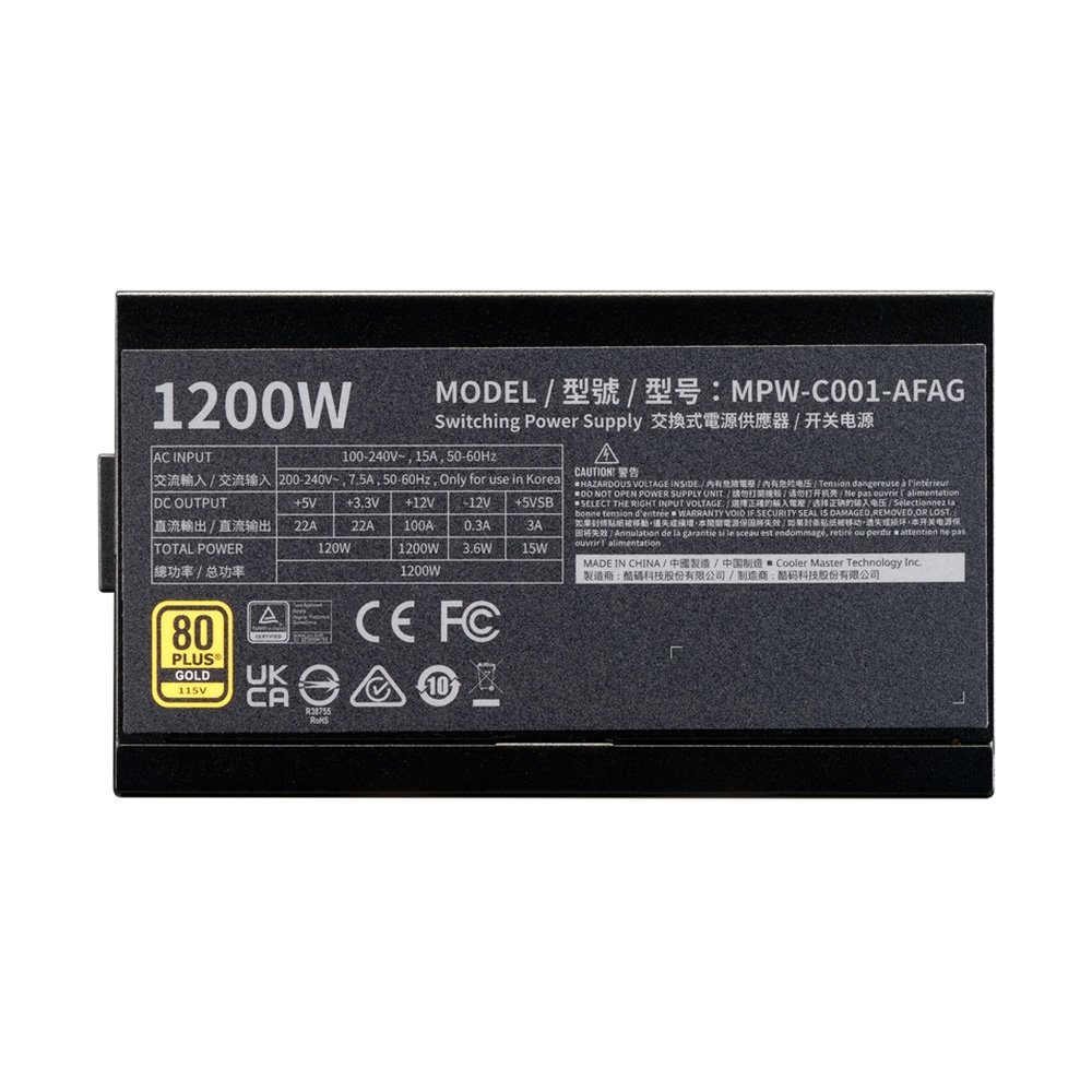 Fonte Cooler Master Elite Gold, 1200W, 80 Plus Gold, Modular, PFC Ativo, Preta - MPW-C001-AFAG-BBR - view 2