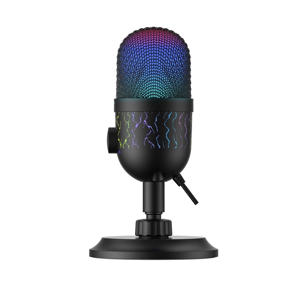 Microfone Gamer Havit GK52, RGB, Cardioide, Conexão 3.5mm, Preto