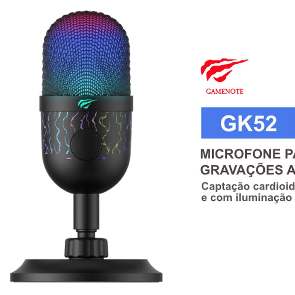 Microfone Gamer Havit GK52, RGB, Cardioide, Conexão 3.5mm, Preto - GK52 - view 5