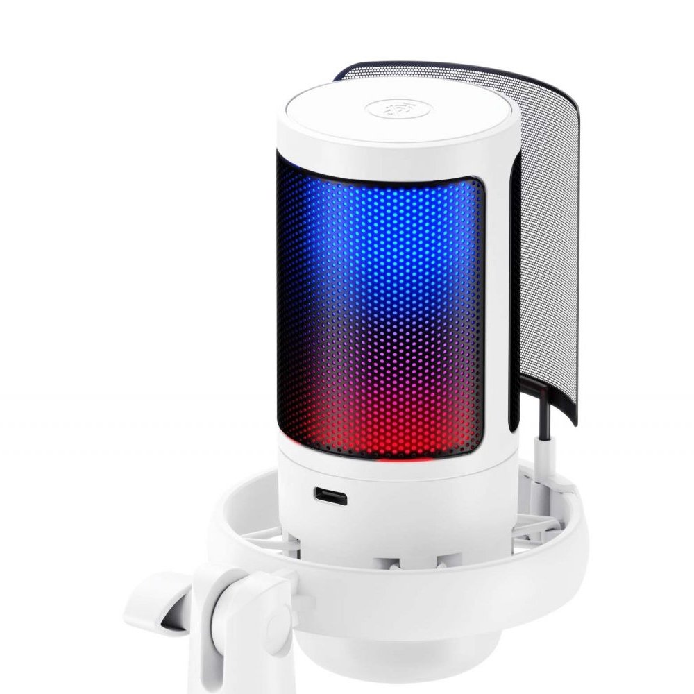 Microfone Gamer Havit GK50, RGB, Cardioide, Conexão USB-C, Branco - GK50 White - view 2
