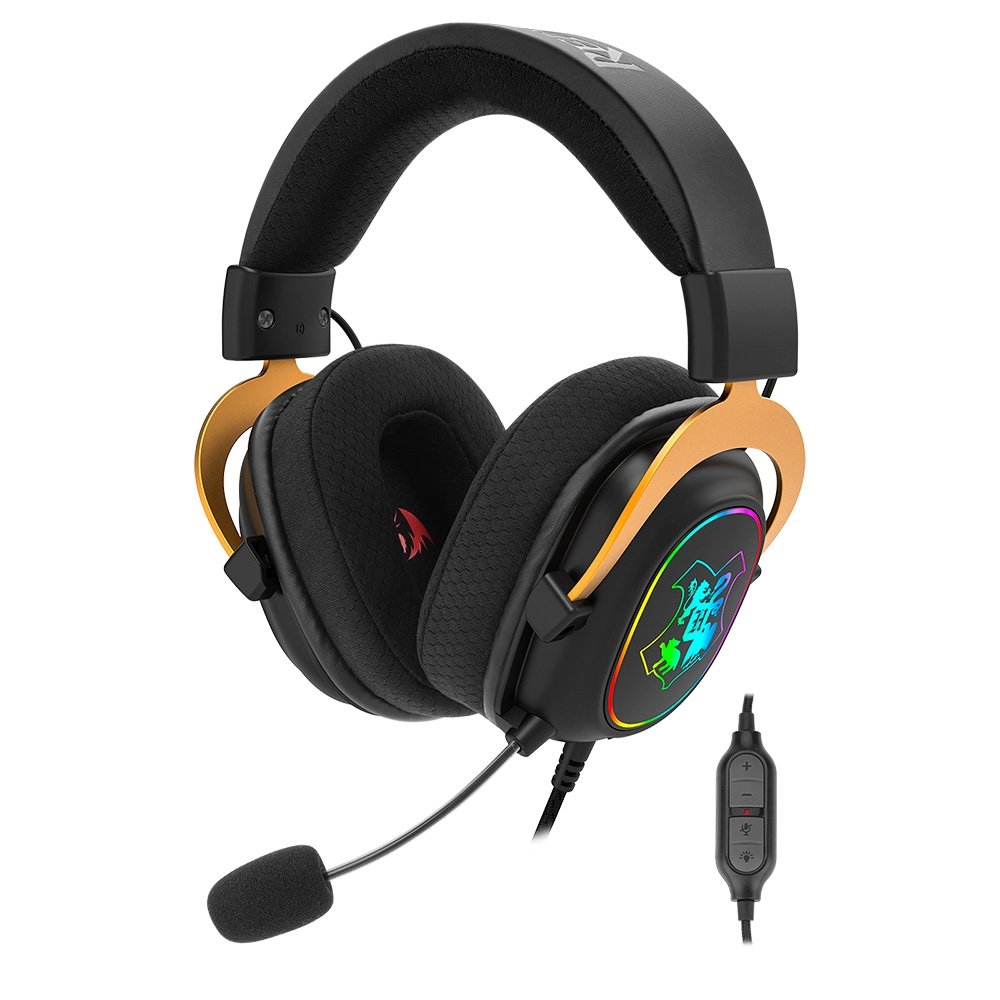 Headset Gamer Redragon Harry Potter Zeus 7.1, Edição Especial, Preto e Dourado - HP-510 RGB