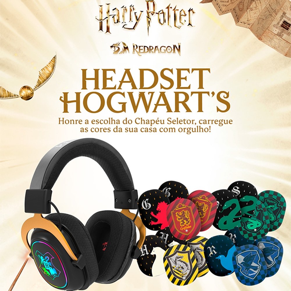 Headset Gamer ( Balão.info) Harry Potter Zeus 7.1, Edição Especial, Preto e Dourado - ( Balão.info)-510 RGB - foto 12