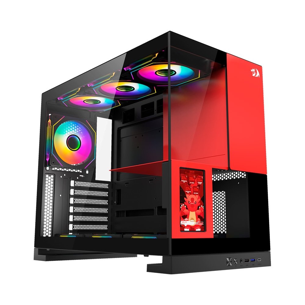 Gabinete Gamer Redragon Eternal Pro, Mid Tower, ARGB, ATX, Lateral em Vidro, Preto e Vermelho - CA-613BR