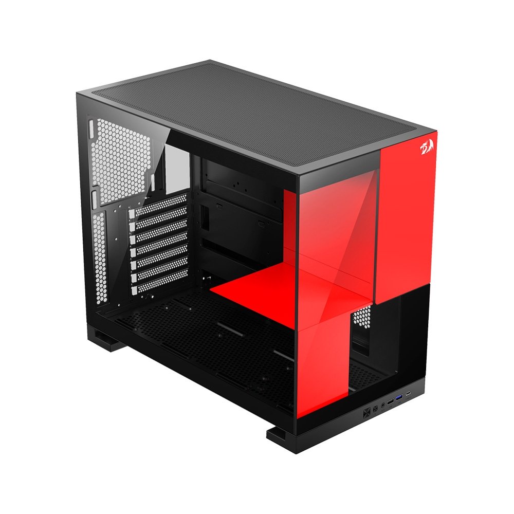 Imagem 4 de 9 do produto Gabinete Gamer Redragon Eternal P&amp;V, Mid Tower, ARGB, ATX, Lateral em Vidro, Sem Fans, Preto e Vermelho - CA-612BR