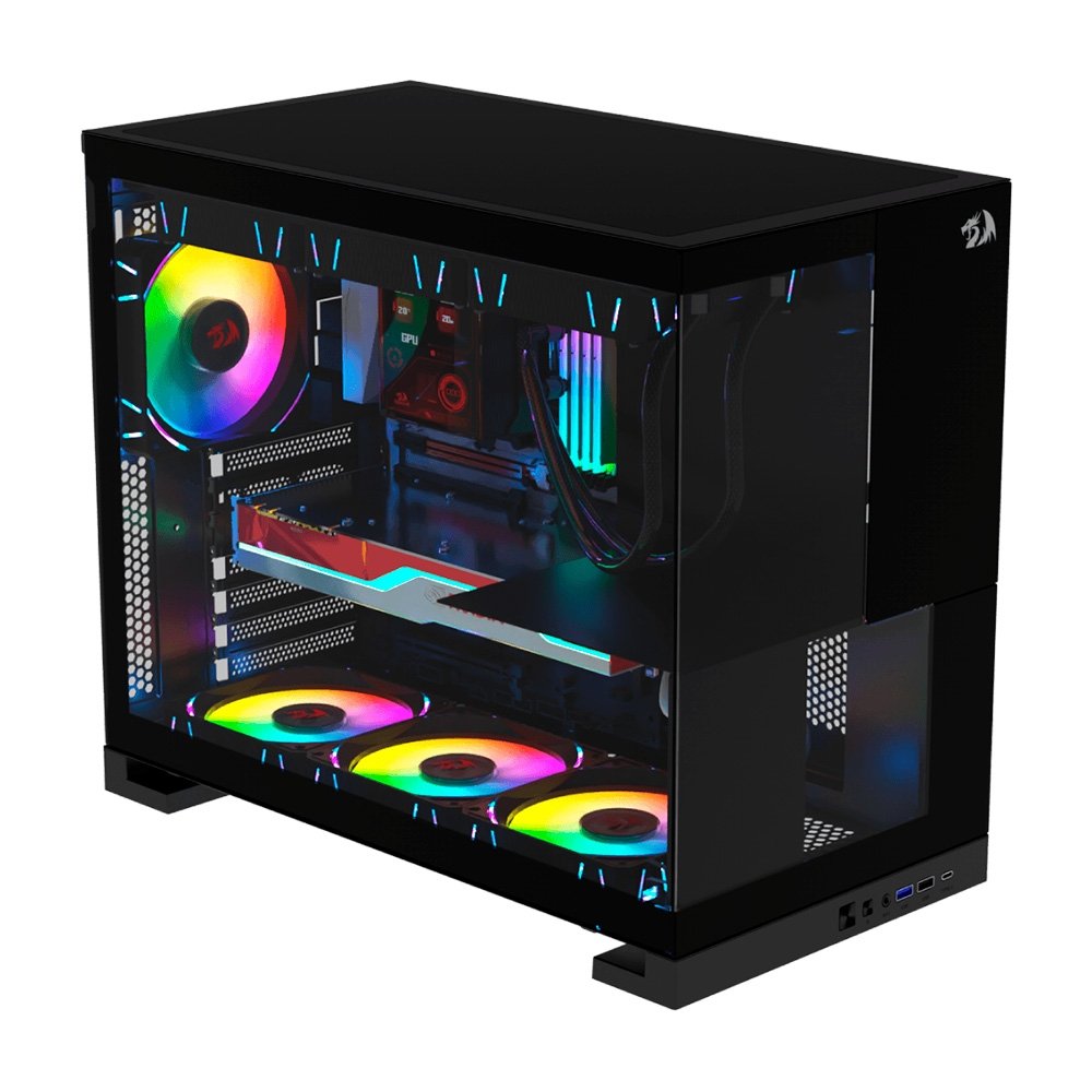 Imagem 3 de 8 do produto Gabinete Gamer Redragon Eternal, Mid Tower, ARGB, ATX, Lateral em Vidro, Preto - CA-612B