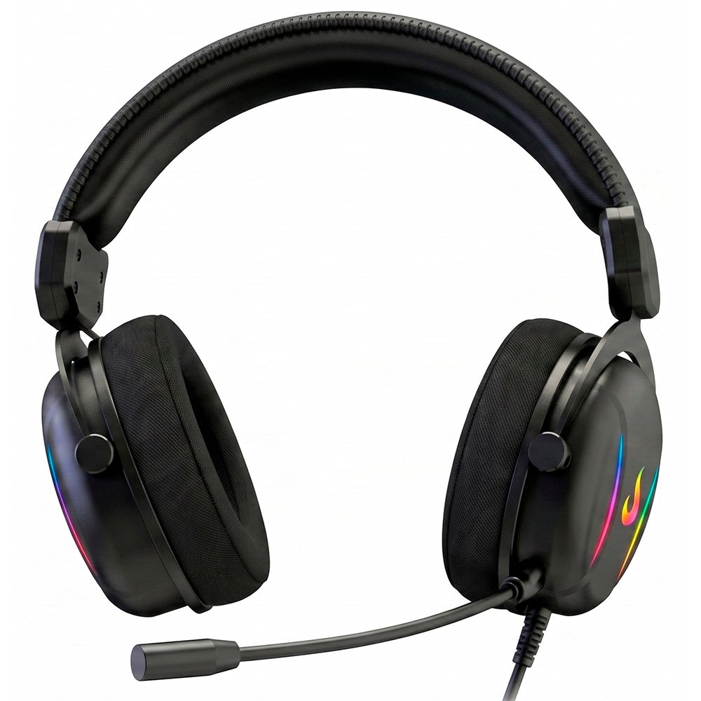 Headset Gamer ( Balão.info) Nova 02, Surround 7.1, Drivers de 40mm, Microfone Removível, USB, RGB, Preto, RM-HS-NV-02-FB - foto 4