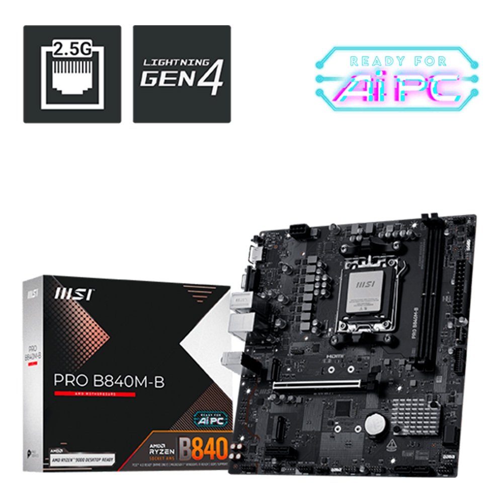 Imagem 5 de 5 do produto Placa-Mãe MSI PRO B840M-B, AMD B840, DDR5, Preto - PRO B840M-B