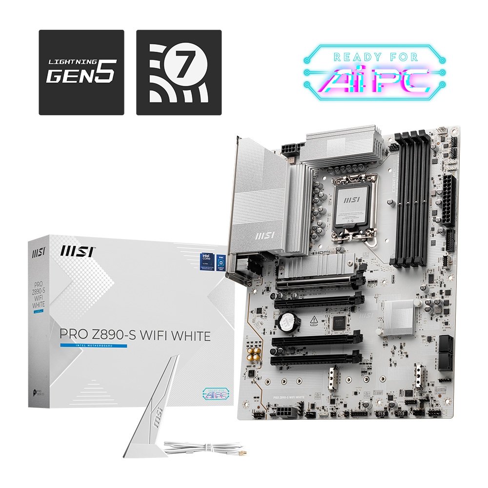Placa-Mãe MSI PRO Z890-S WIFI, Intel, LGA 1851, ATX, DDR5, Wi-Fi, Branca - Z890SWHITEWIFI - view 6