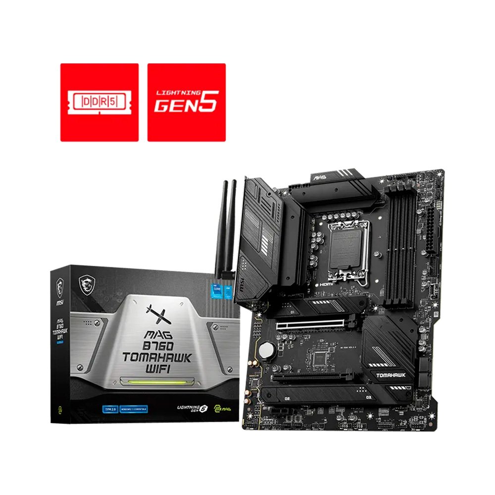Placa-Mãe MSI MAG B760 TOMAHAWK WIFI, Intel, LGA 1700, ATX, DDR5, Wi-Fi - B760TAMAWIFI 9
