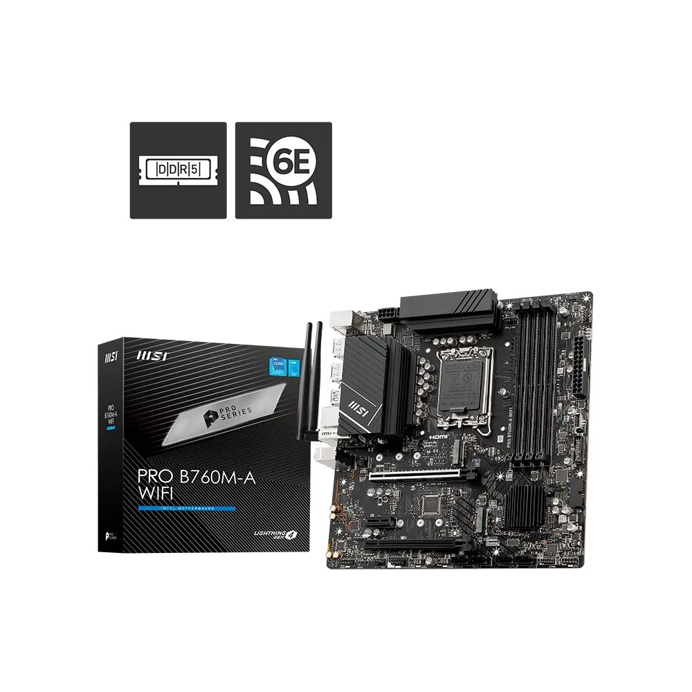 Placa-Mãe MSI PRO B760M-A WIFI, Intel, LGA 1700, Micro-ATX, DDR5, Wi-Fi - PROB760MAWIFI - view 5