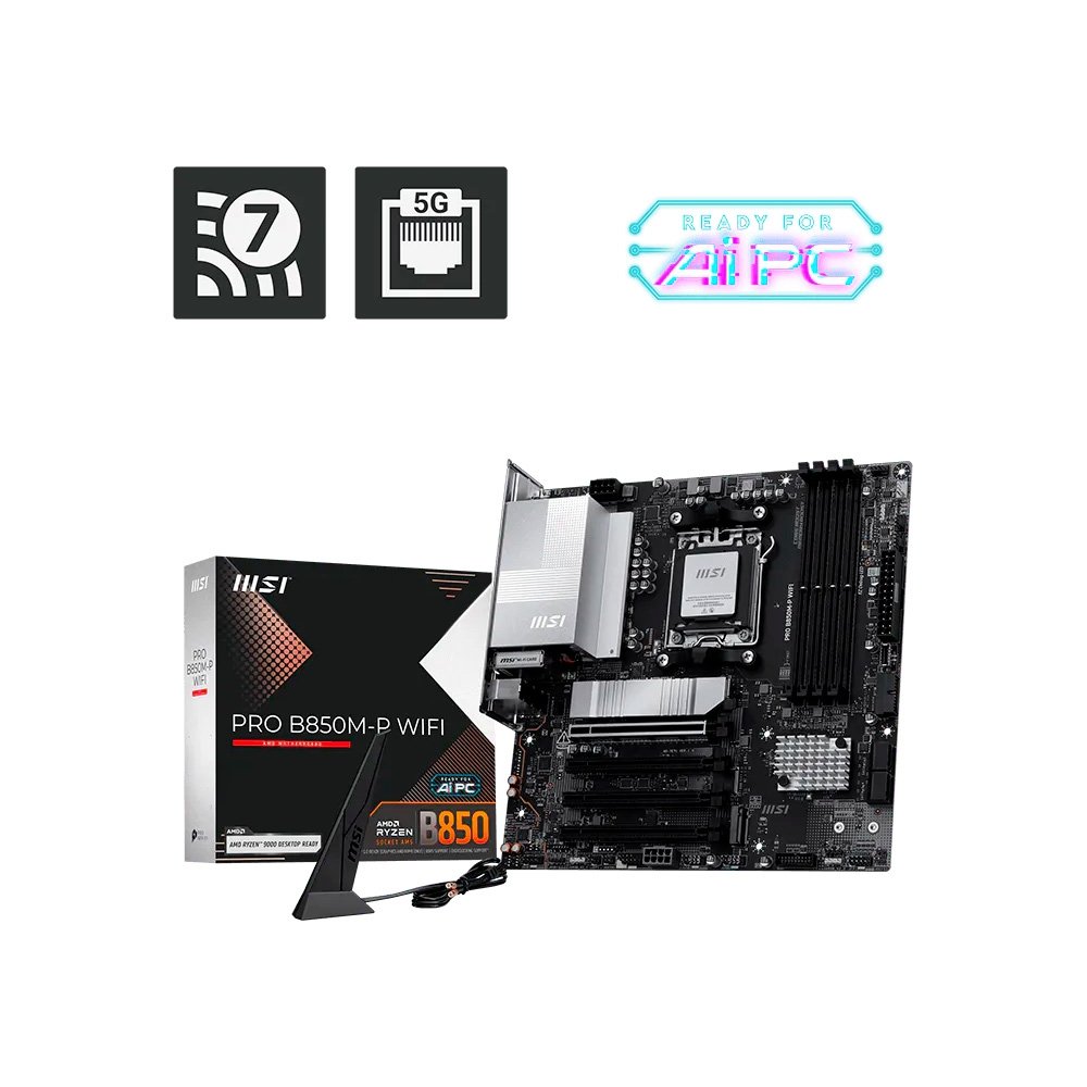 Placa-Mãe MSI PRO B850M-P WIFI, AMD, AM5, Micro-ATX, DDR5, Wi-Fi - PROB850MPWIFI - view 5