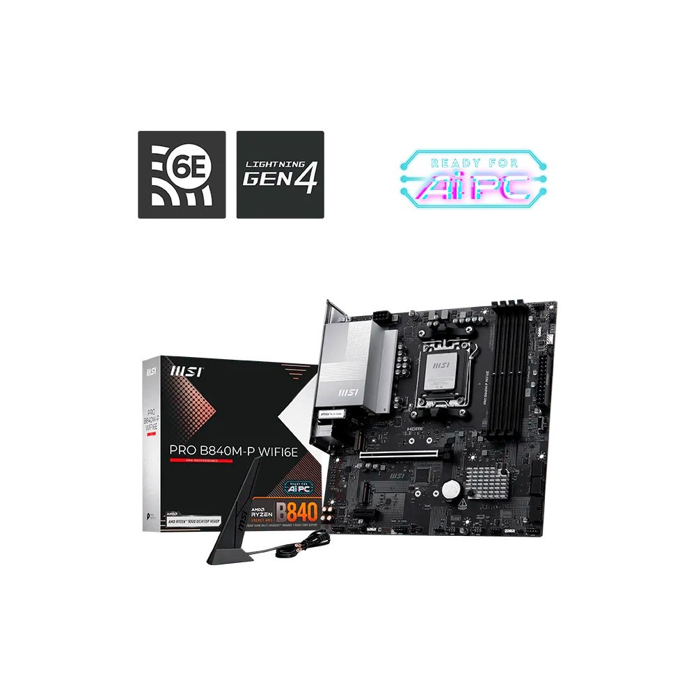 Placa-Mãe MSI PRO B840M-P WIFI6E, AMD, AM5, Micro-ATX, DDR5, Wi-Fi - PROB840M-PWIFI6E - view 5