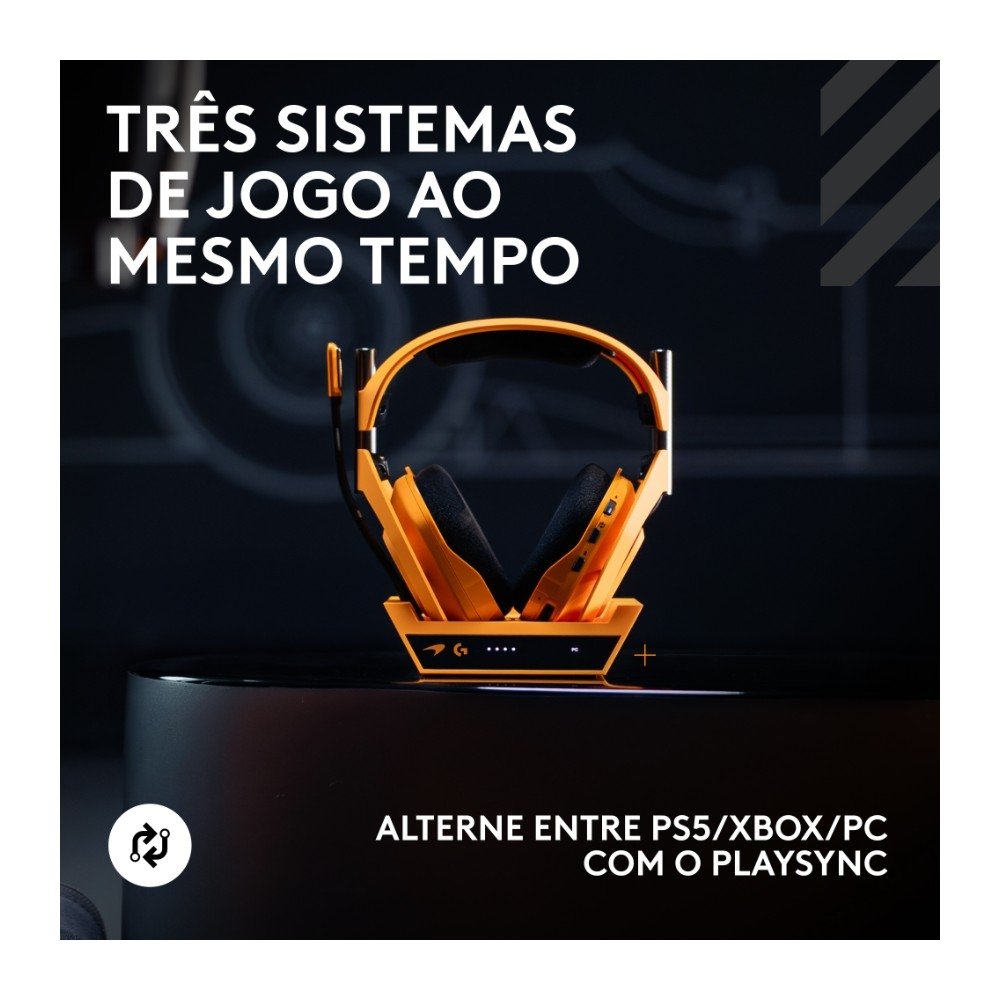 Headset Gamer Sem Fio Logitech G Astro A50 X McLaren Edition + Base Station, Bluetooth e HDMI 2.1 Passthru, para Xbox e PS - 939-002237