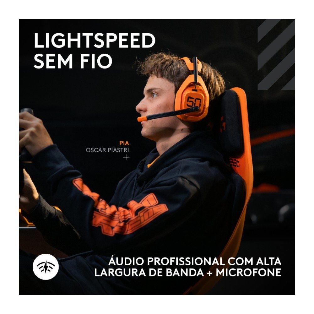 Headset Gamer Sem Fio Logitech G Astro A50 X McLaren Edition + Base Station, Bluetooth e HDMI 2.1 Passthru, para Xbox e PS - 939-002237