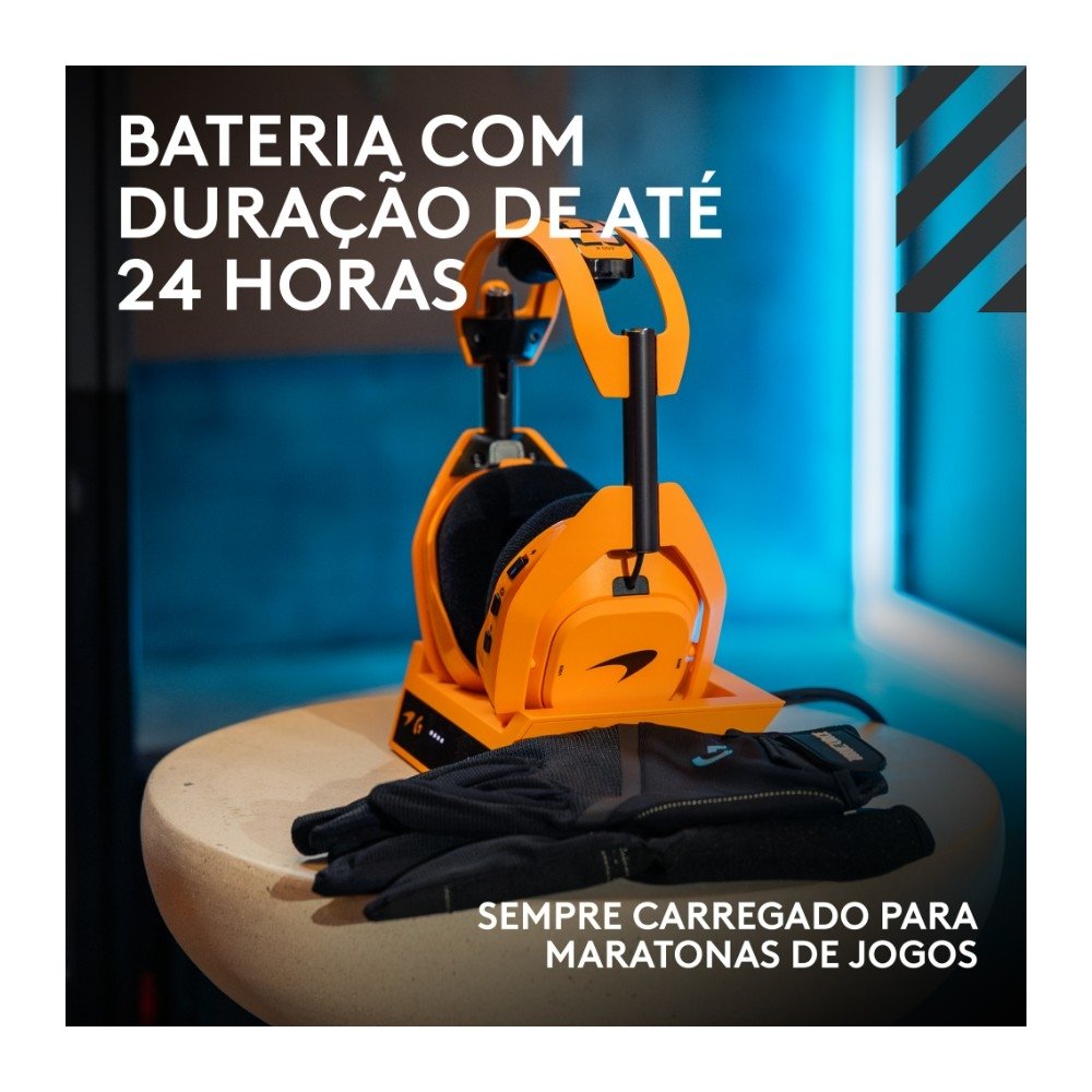Imagem 10 de 13 do produto Headset Gamer Sem Fio Logitech G Astro A50 X McLaren Edition + Base Station, Bluetooth e HDMI 2.1 Passthru, para Xbox e PS - 939-002237