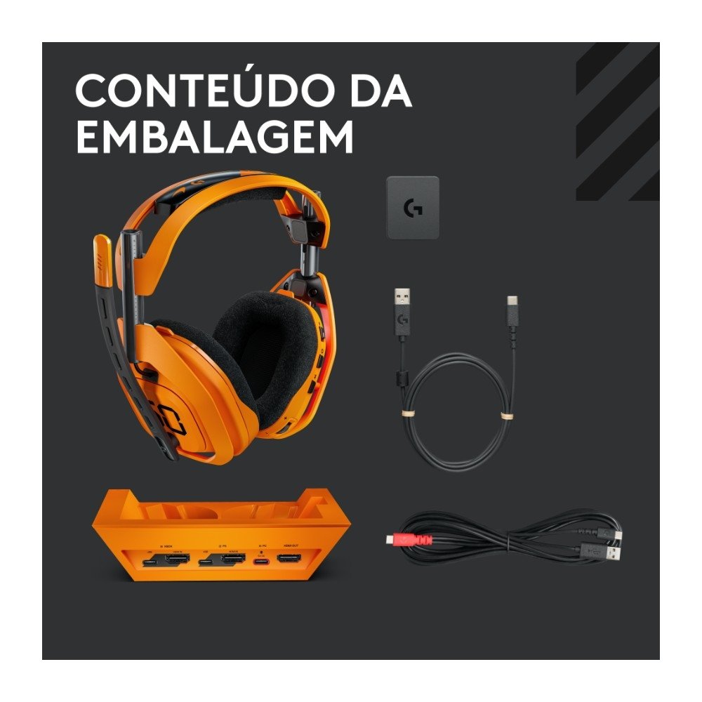 Imagem 13 de 13 do produto Headset Gamer Sem Fio Logitech G Astro A50 X McLaren Edition + Base Station, Bluetooth e HDMI 2.1 Passthru, para Xbox e PS - 939-002237