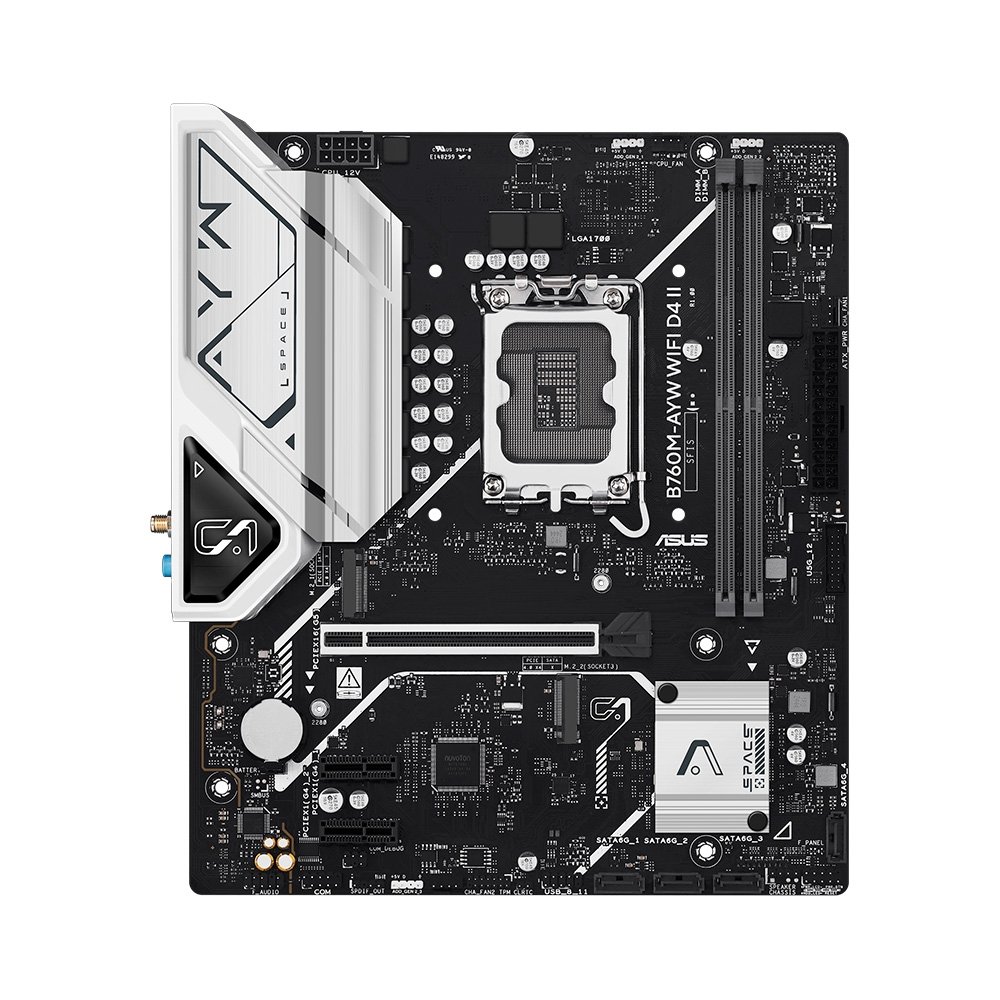 Placa-Mãe ASUS B760M-AYW WIFI D4 II, Intel LGA 1700, mATX, DDR4, Wi-Fi 6, Preto - 90MB1MG0-M0EAY0 - view 2