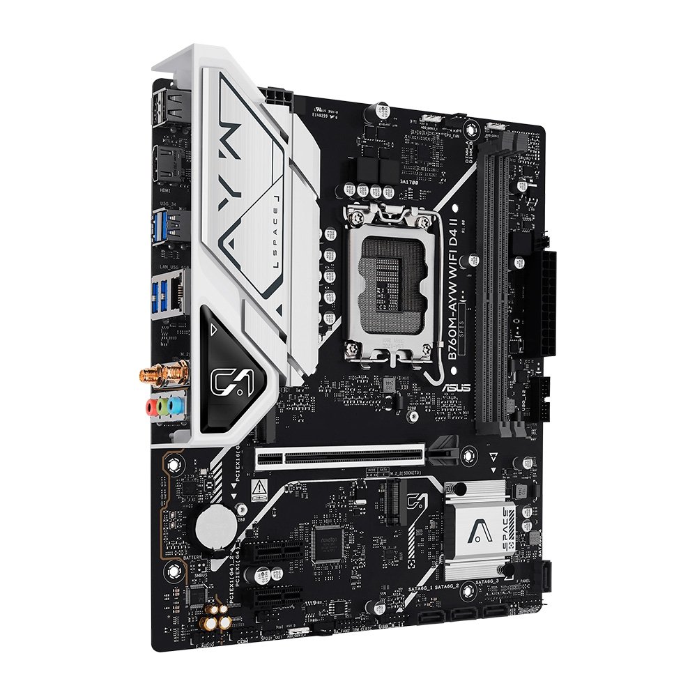 Placa-Mãe ASUS B760M-AYW WIFI D4 II, Intel LGA 1700, mATX, DDR4, Wi-Fi 6, Preto - 90MB1MG0-M0EAY0 - view 3