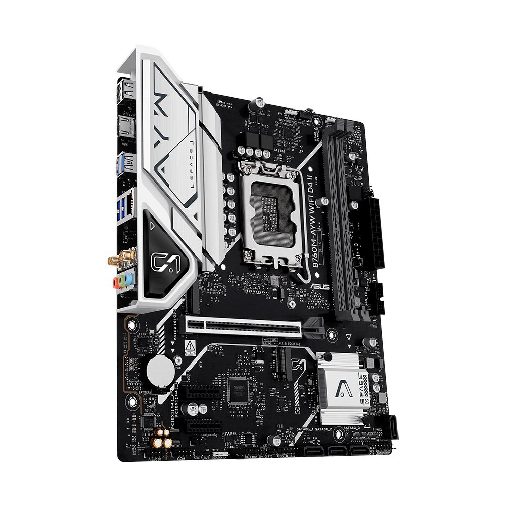 Placa-Mãe ASUS B760M-AYW WIFI D4 II, Intel LGA 1700, mATX, DDR4, Wi-Fi 6, Preto - 90MB1MG0-M0EAY0 - view 4
