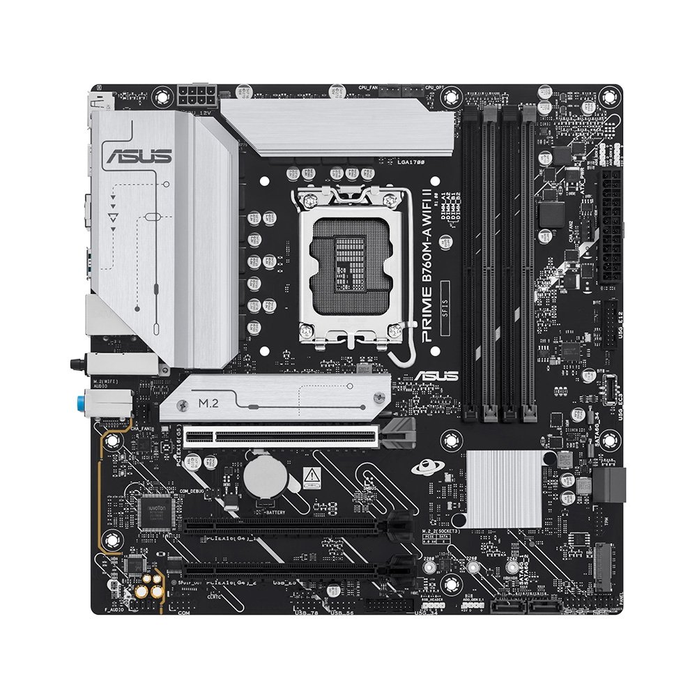 Imagem 2 de 10 do produto Placa-Mãe ASUS PRIME B760M-A II, Intel LGA 1700, mATX, DDR5, Preto - 90MB1NG0-M0EAY0