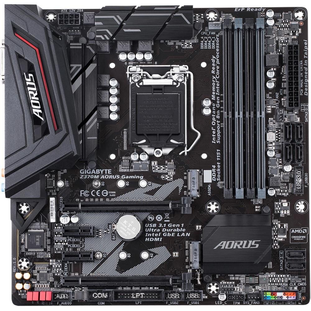 Imagem 2 de 6 do produto Placa-Mãe Gigabyte Aorus Z370M Aorus Gaming, Intel LGA 1151, mATX, DDR4, Preto - Z370M AORUS GAMING