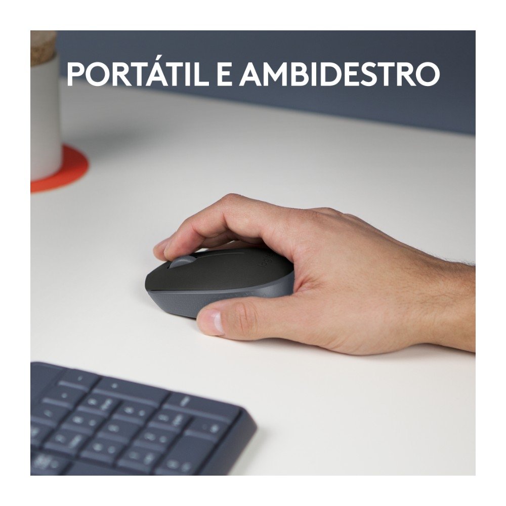 Mouse sem fio Logitech M170 com Design Ambidestro Compacto, Conexão USB e Pilha Inclusa, Preto - 910-004940 - view 3