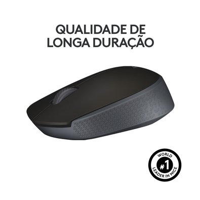 Mouse sem fio Logitech M170 com Design Ambidestro Compacto, Conexão USB e Pilha Inclusa, Preto - 910-004940